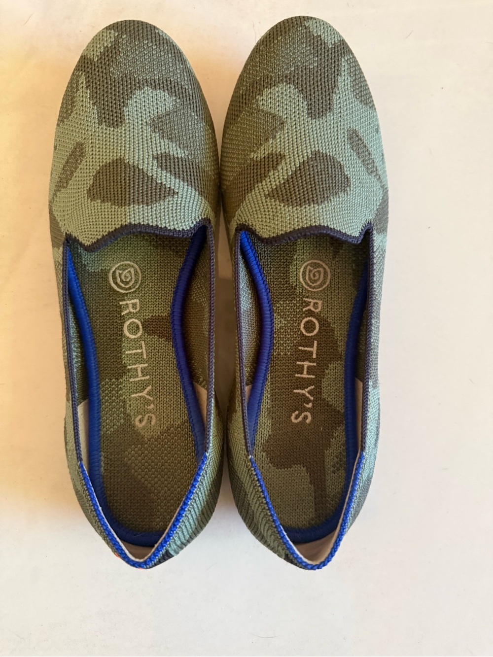 Rothy's Olive Green Camo Slip-On Flats